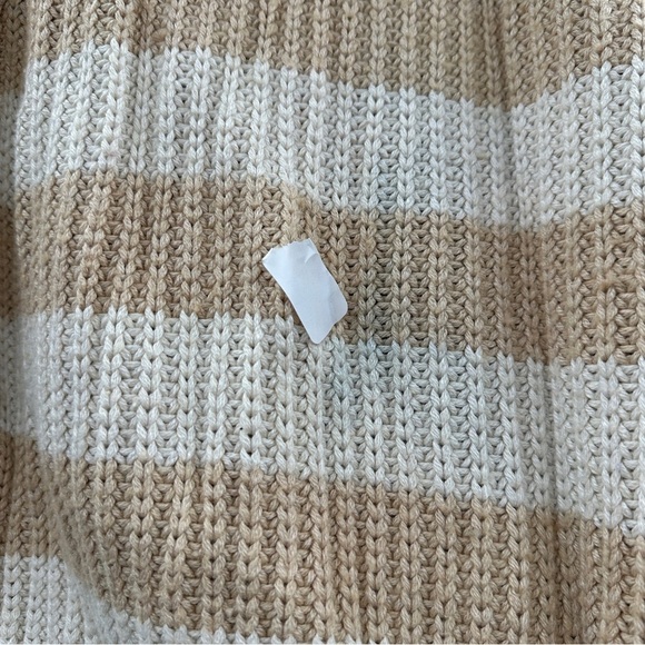 RTR Derek Lam Collective Button Cowl Neck Tan & Cream Striped Sweater Sz M - Picture 14 of 16